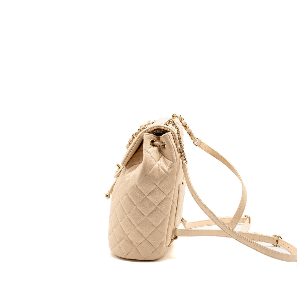 Chanel Urban Spirit backpack caviar beige LGHW (microchip)