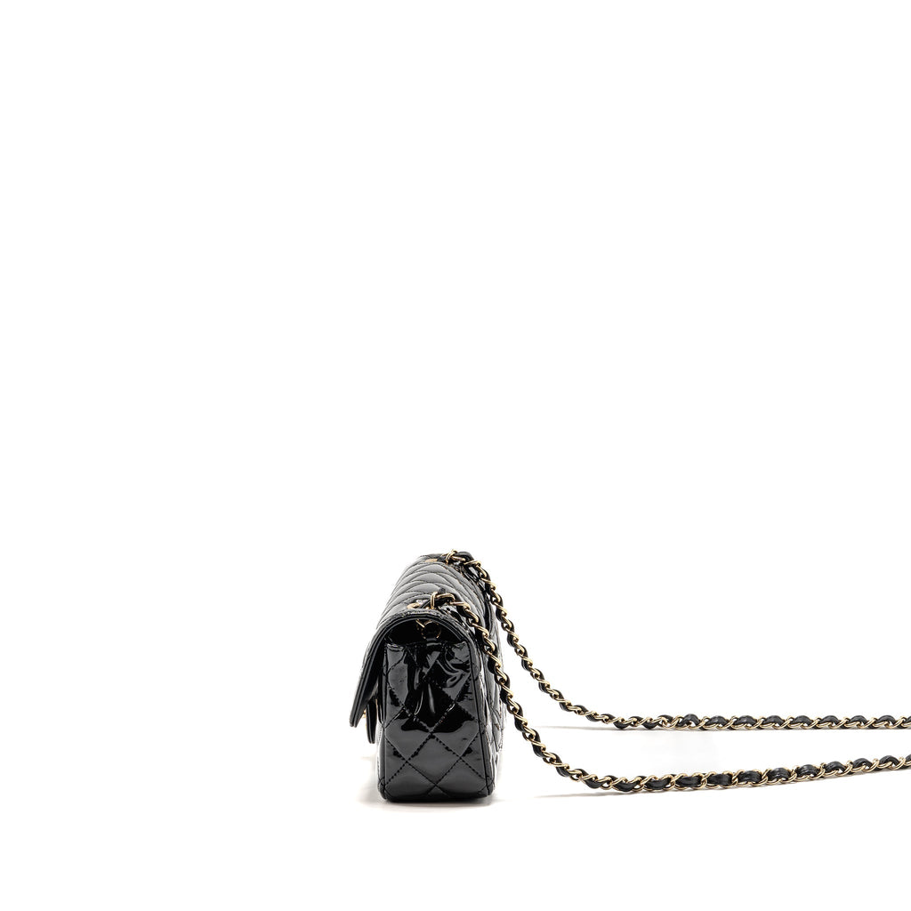 Chanel Mini Rectangular flap bag patent leather black GHW