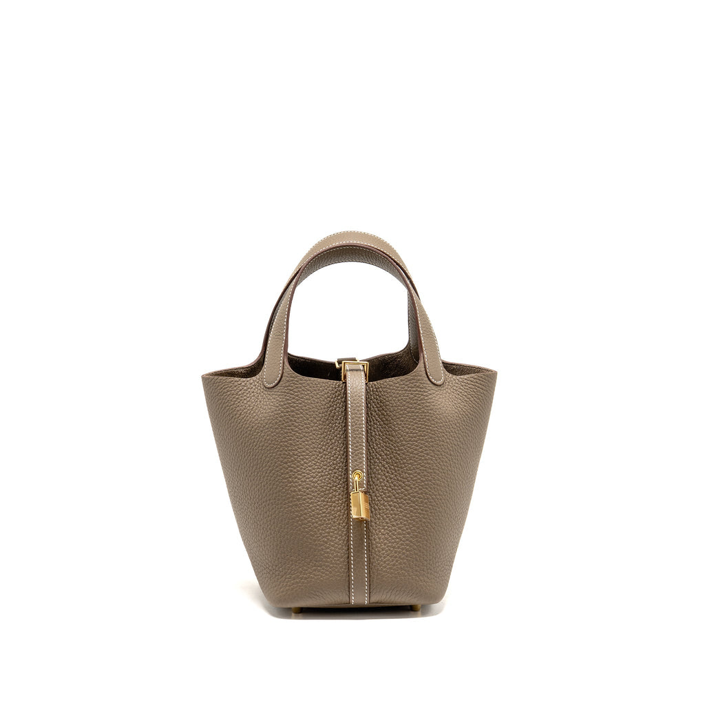 Hermes Picotin 18 Clemence etoupe GHW