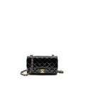 Chanel Mini Rectangular flap bag patent leather black GHW