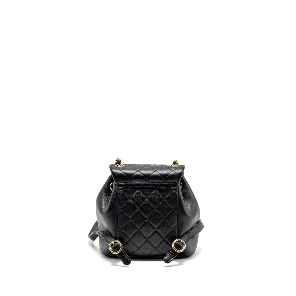 CHANEL MINI DUMA BACKPACK CALFSKIN BLACK LGHW (MICROCHIP)