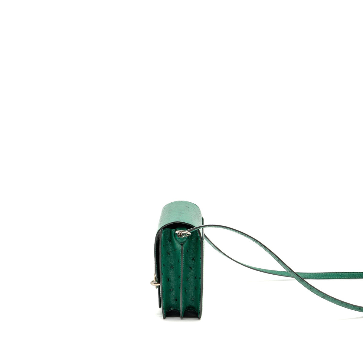 HERMES MINI ROULIS OSTRICH VERT VERTIGO SHW