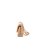 CHANEL MEDIUM CLASSIC DOUBLE FLAP BAG CAVIAR LIGHT BEIGE LGHW (MICROCHIP)