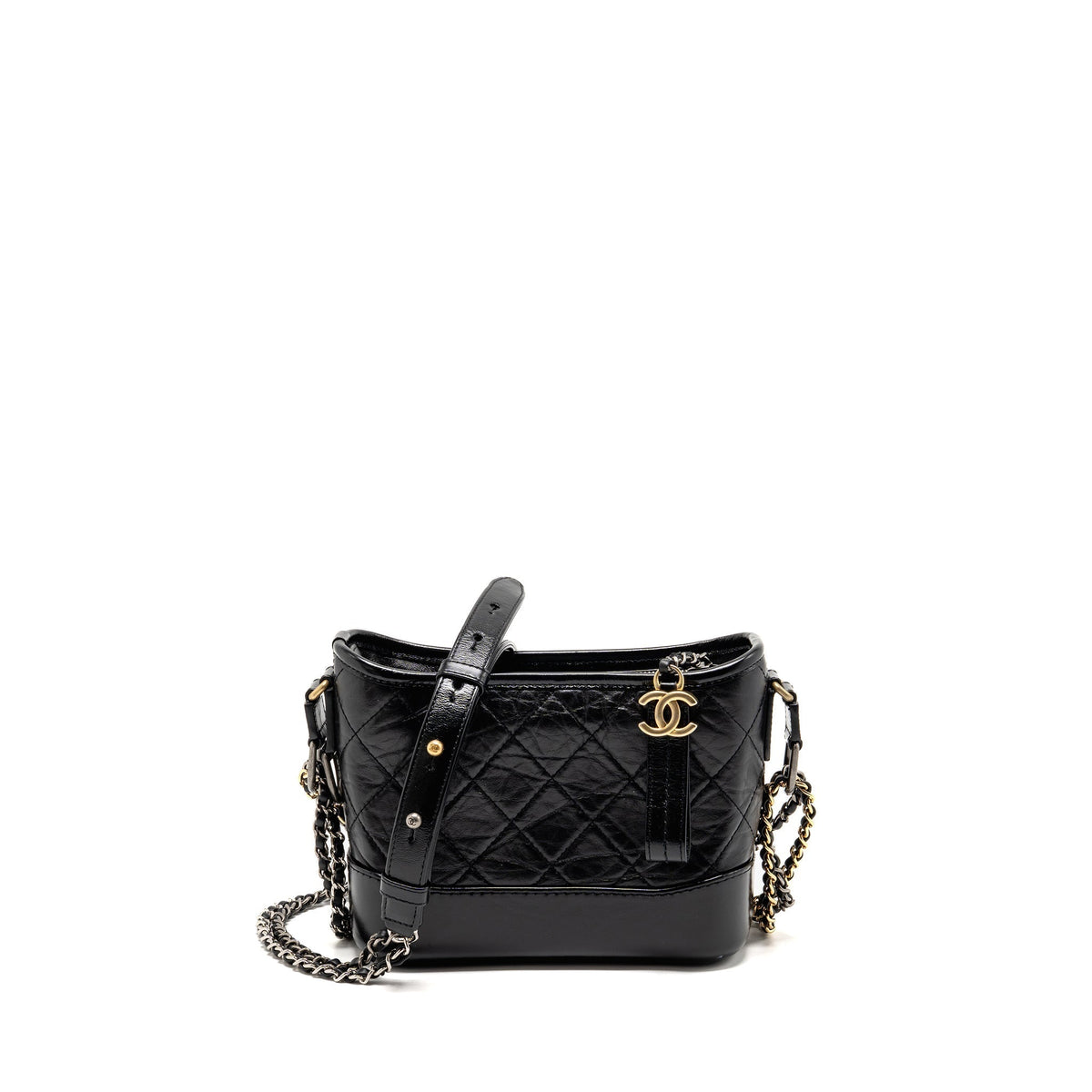 CHANEL SMALL GABRIELLE HOBO BAG AGED CALFSKIN BLACK MULTICOLOUR HARDWARE
