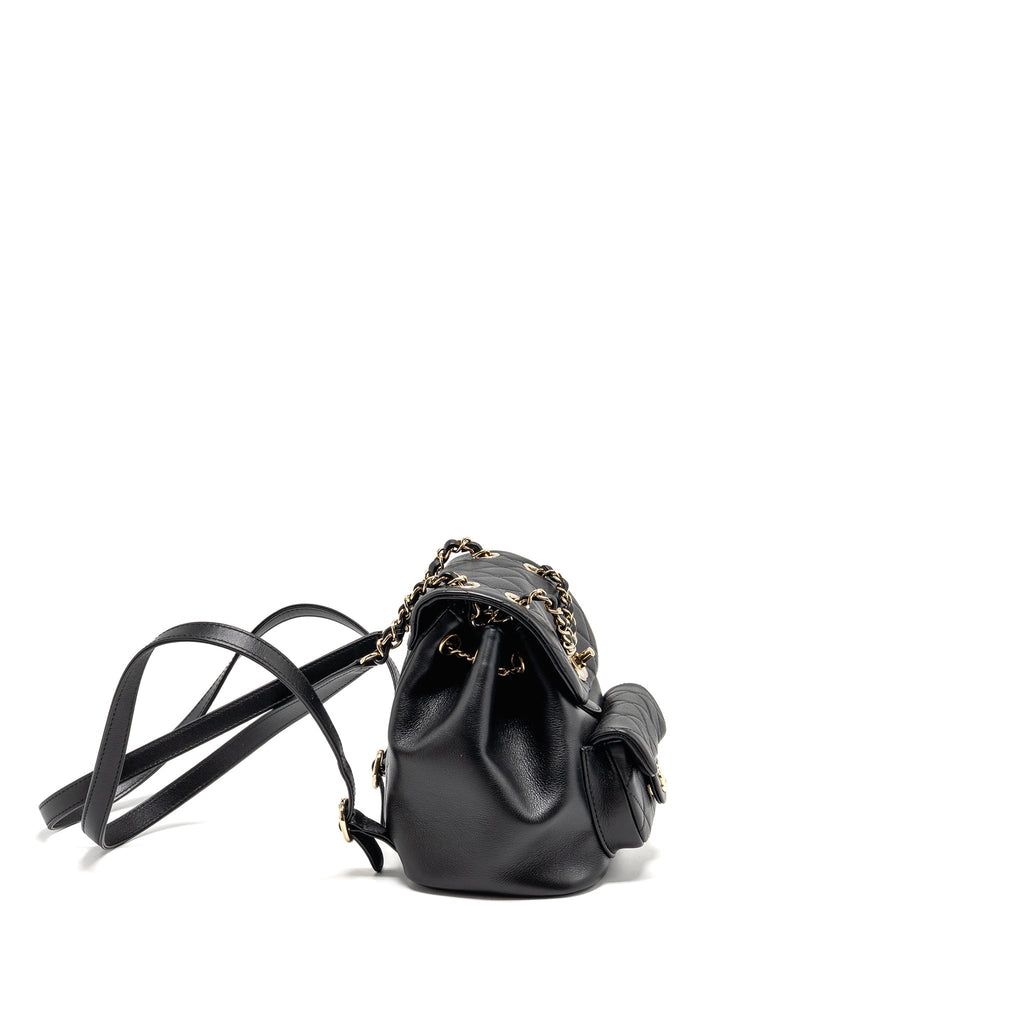 CHANEL MINI DUMA BACKPACK CALFSKIN BLACK LGHW (MICROCHIP)