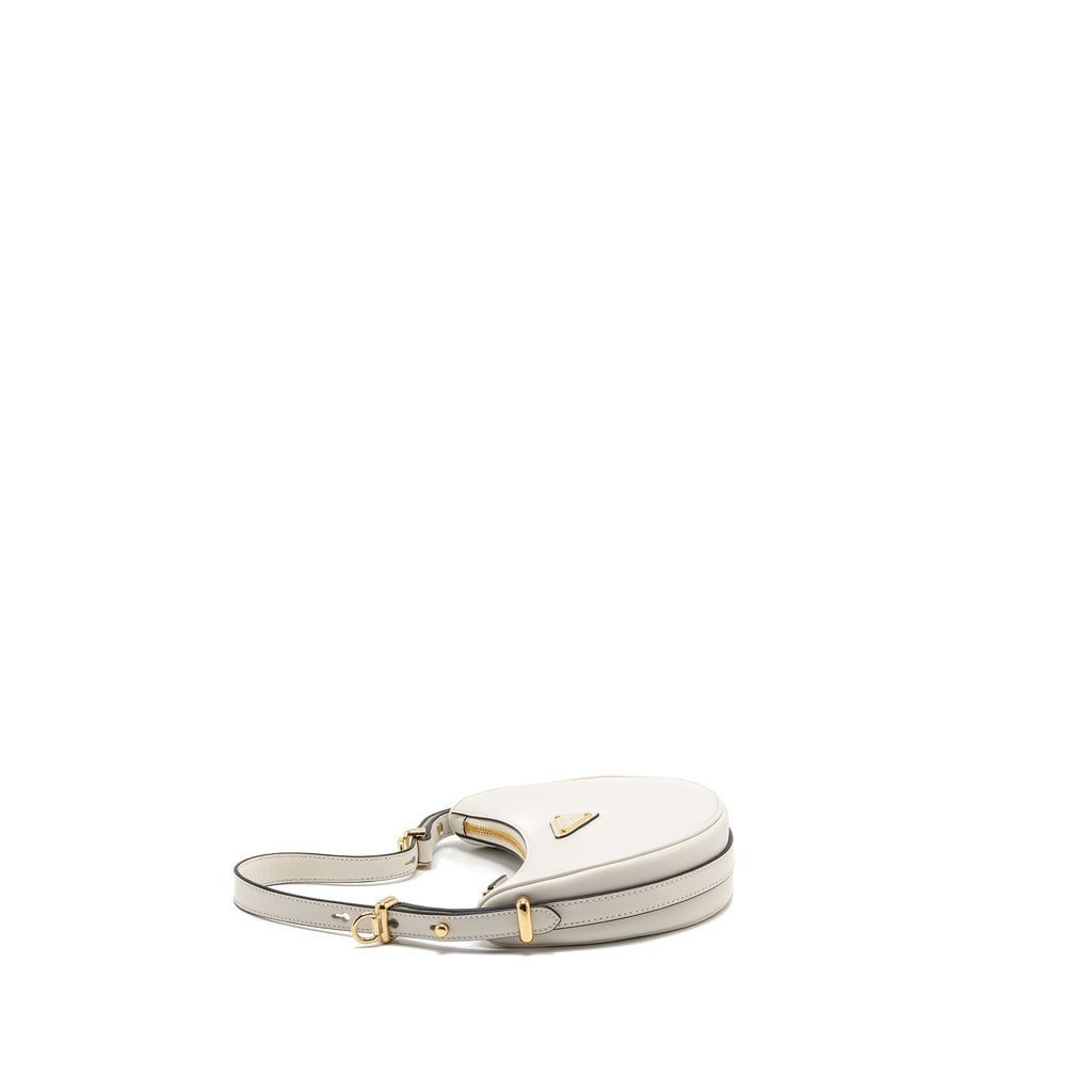 PRADA ARQUÉ SMALL SHOULDER BAG CALFSKIN WHITE GHW