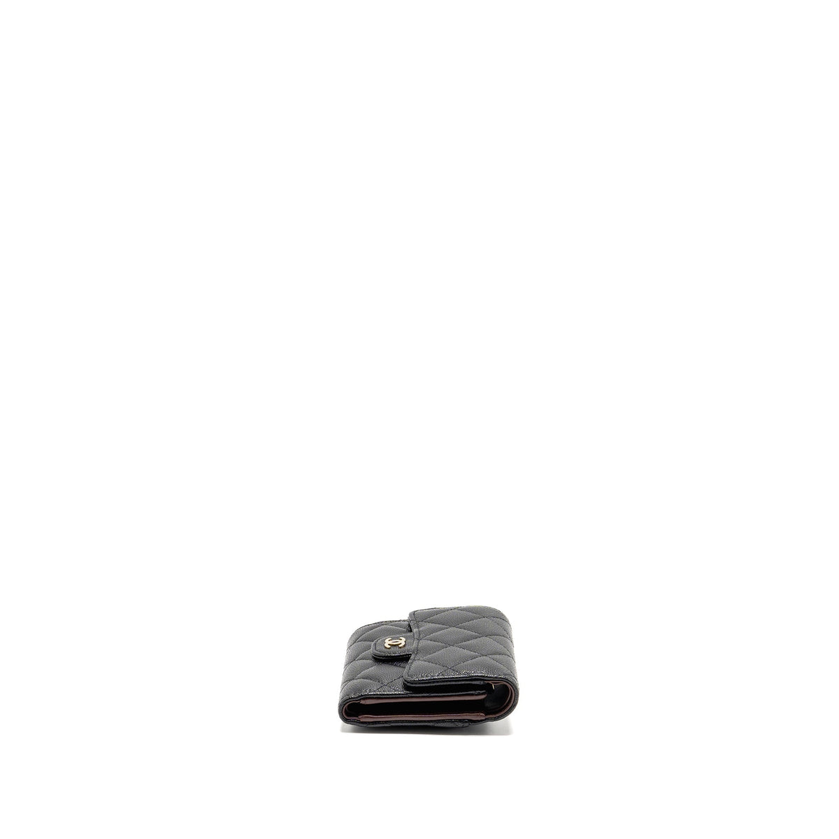 CHANEL COMPACT WALLET CAVIAR BLACK LGHW (MICROCHIP)