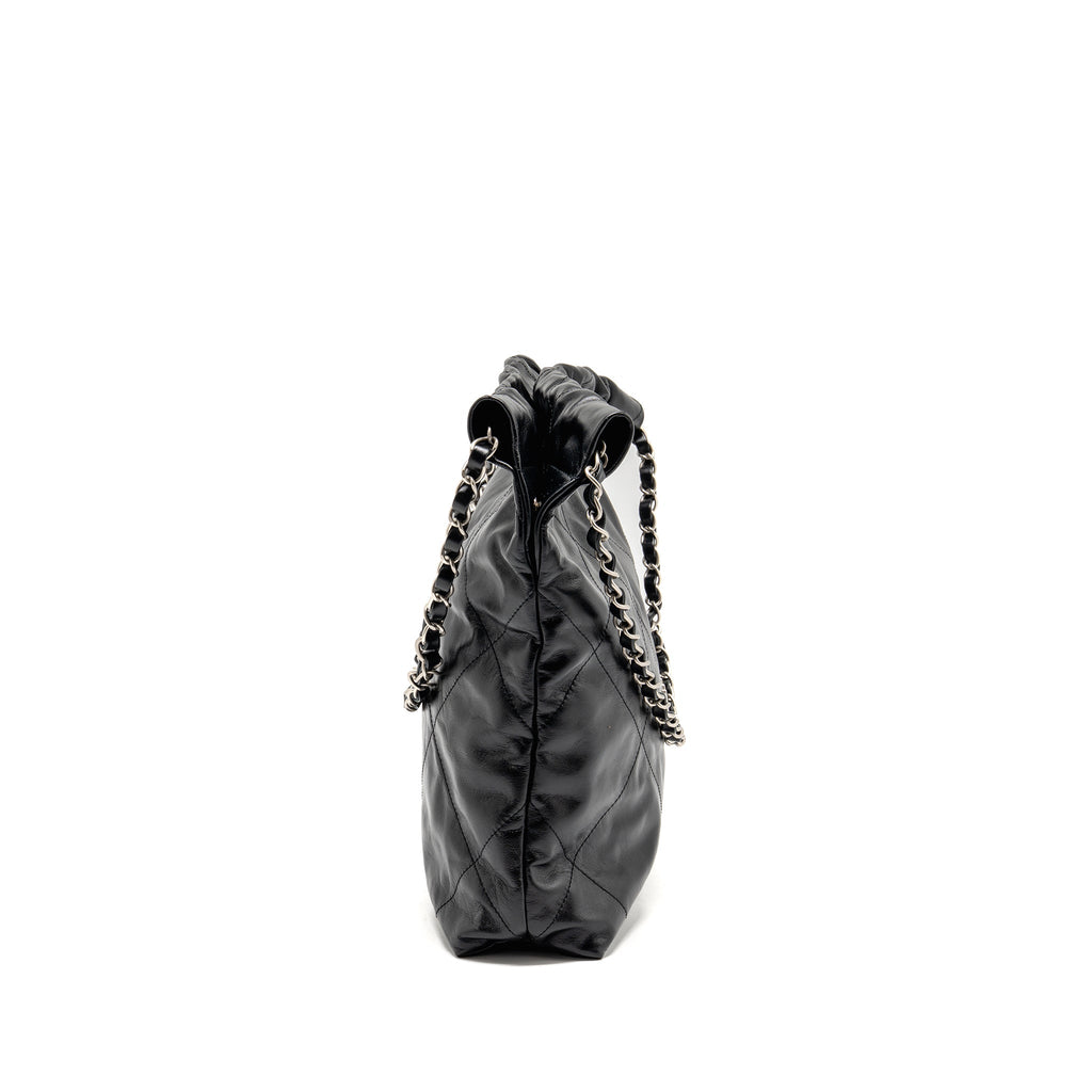CHANEL SMALL 22 BAG SHINY CALFSKIN BLACK SHW (MICROCHIP)