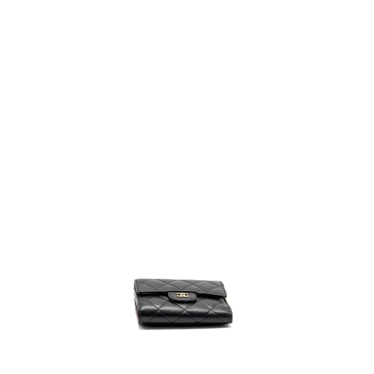 CHANEL COMPACT WALLET CAVIAR BLACK LGHW (MICROCHIP)