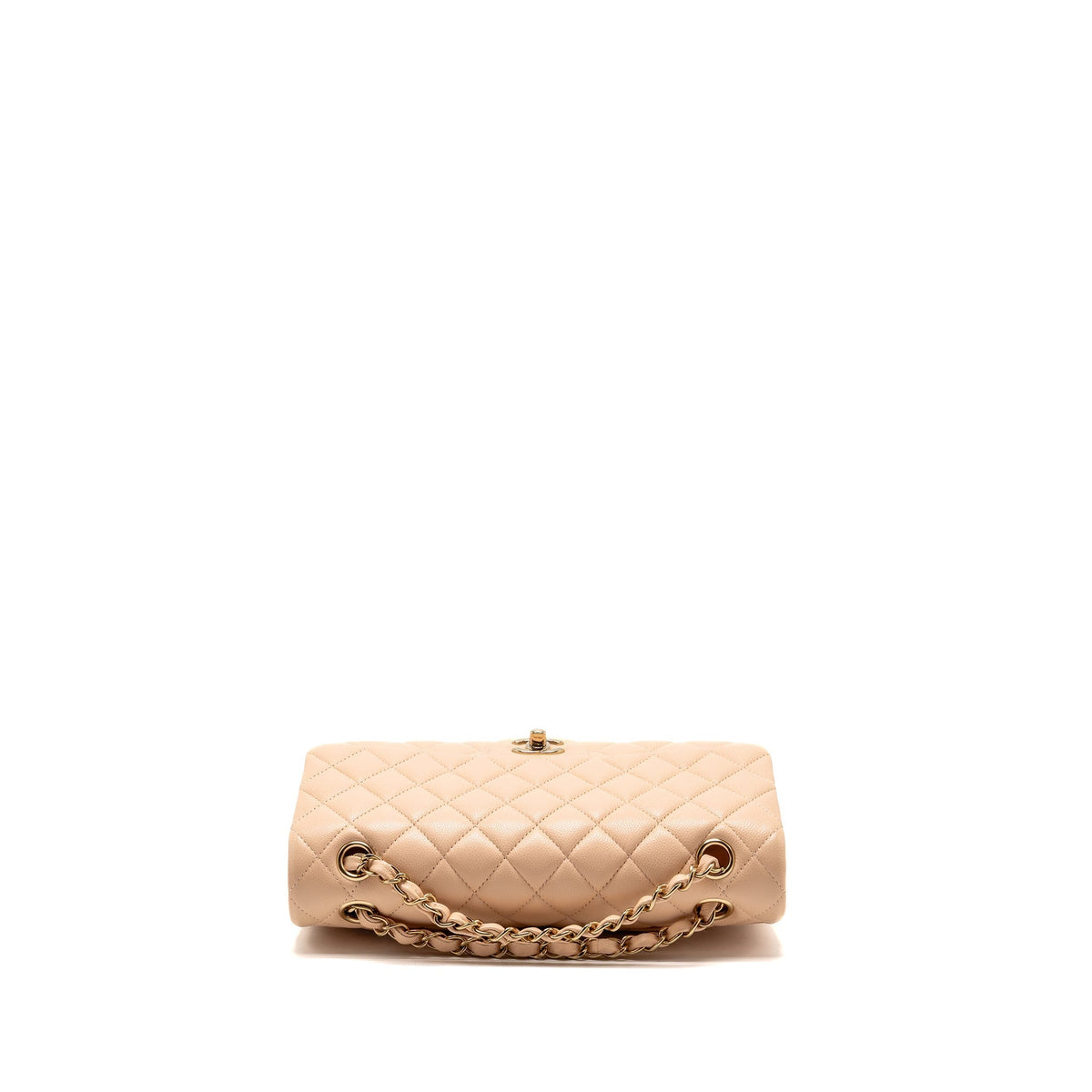 CHANEL MEDIUM CLASSIC DOUBLE FLAP BAG CAVIAR LIGHT BEIGE LGHW (MICROCHIP)