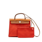 Hermes Herbag 31 Zip Bag Canvas/ Hunter Leather Rough Tomate SHW