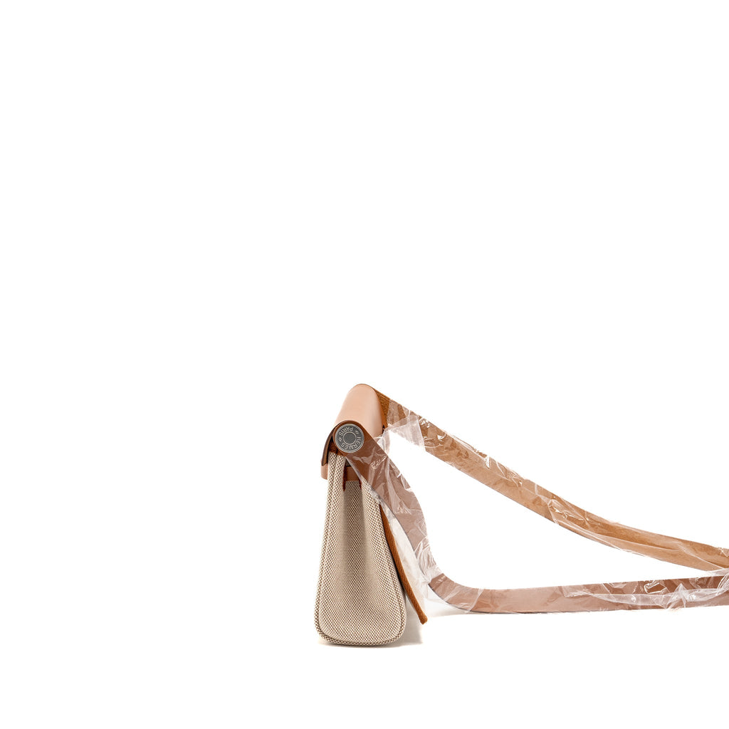 Hermes herbag mini canvas/Hunter leather ecru-beige/fauve SHW