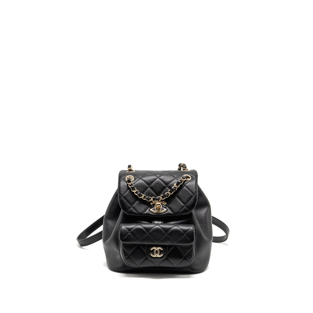 CHANEL MINI DUMA BACKPACK CALFSKIN BLACK LGHW (MICROCHIP)
