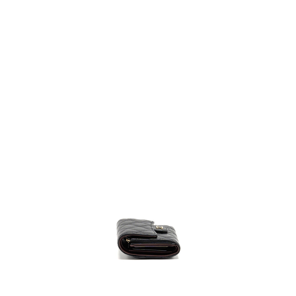 CHANEL COMPACT WALLET CAVIAR BLACK LGHW (MICROCHIP)