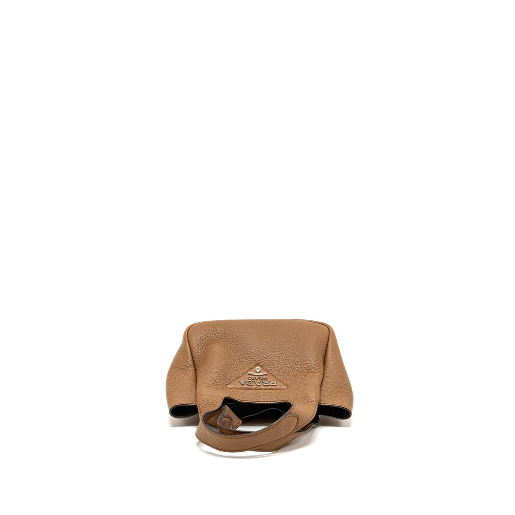 Prada Mini Leather Tote Bag Calfskin Caramel SHW