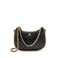 CHANEL LARGE QUILTED HOBO BAG SHINY CRUMPLED LAMBSKIN BLACK GHW (MICROCHIP)