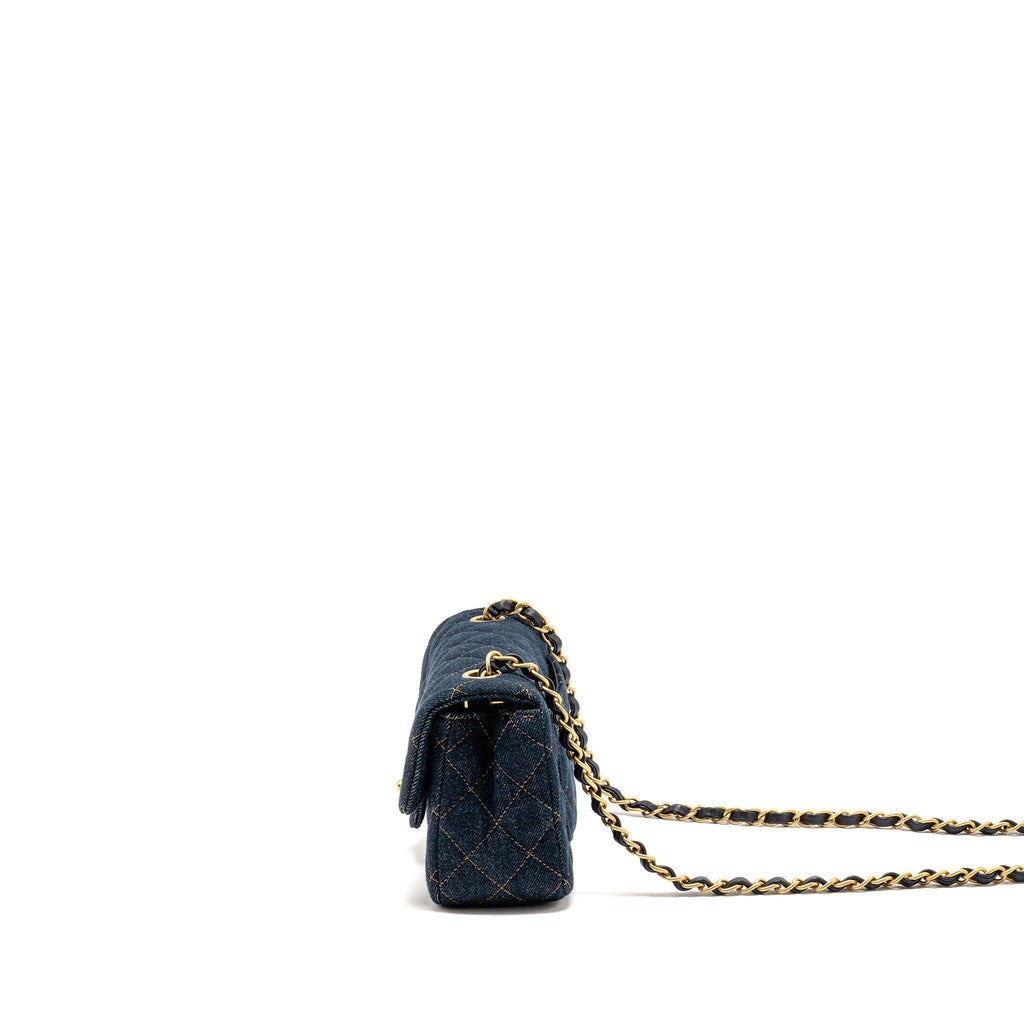 CHANEL MINI RECTANGULAR FLAP BAG DENIM DARK BLUE GHW (MICROCHIP)