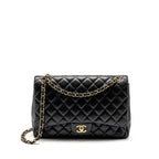 CHANEL MAXI SINGLE FLAP BAG LAMBSKIN BLACK GHW