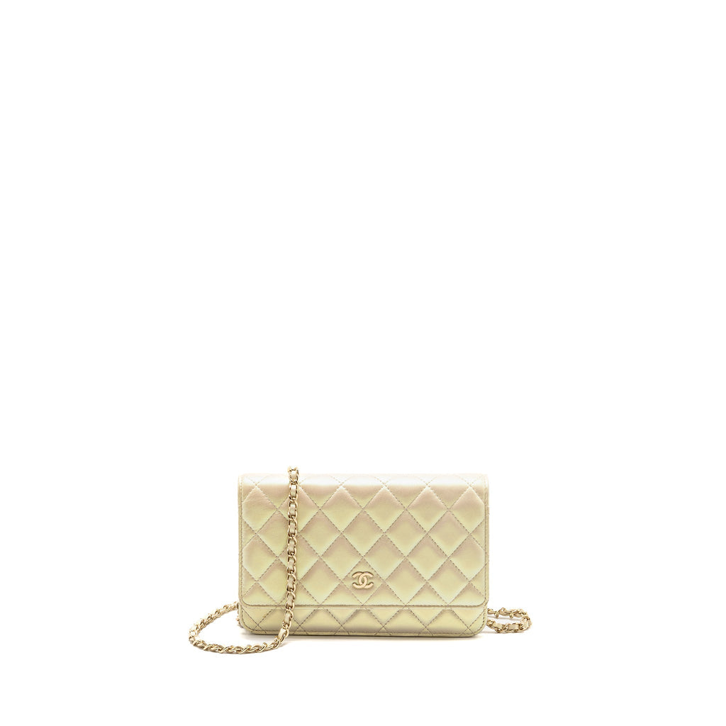 CHANEL WALLET ON CHAIN LAMBSKIN IRIDESCENT IVORY LGHW
