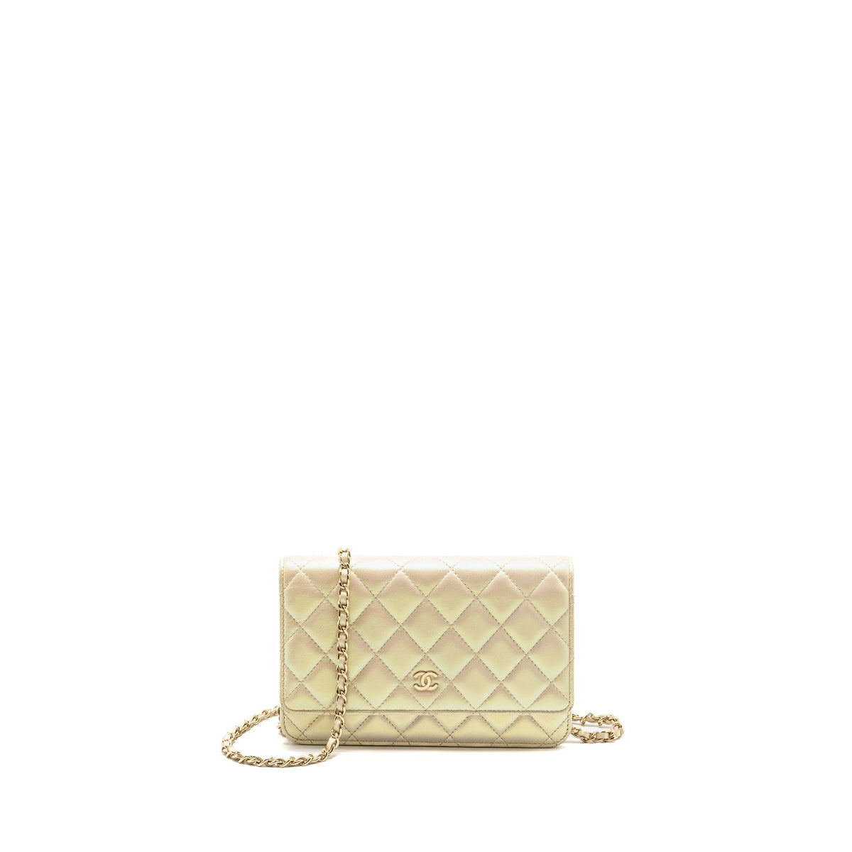 CHANEL WALLET ON CHAIN LAMBSKIN IRIDESCENT IVORY LGHW