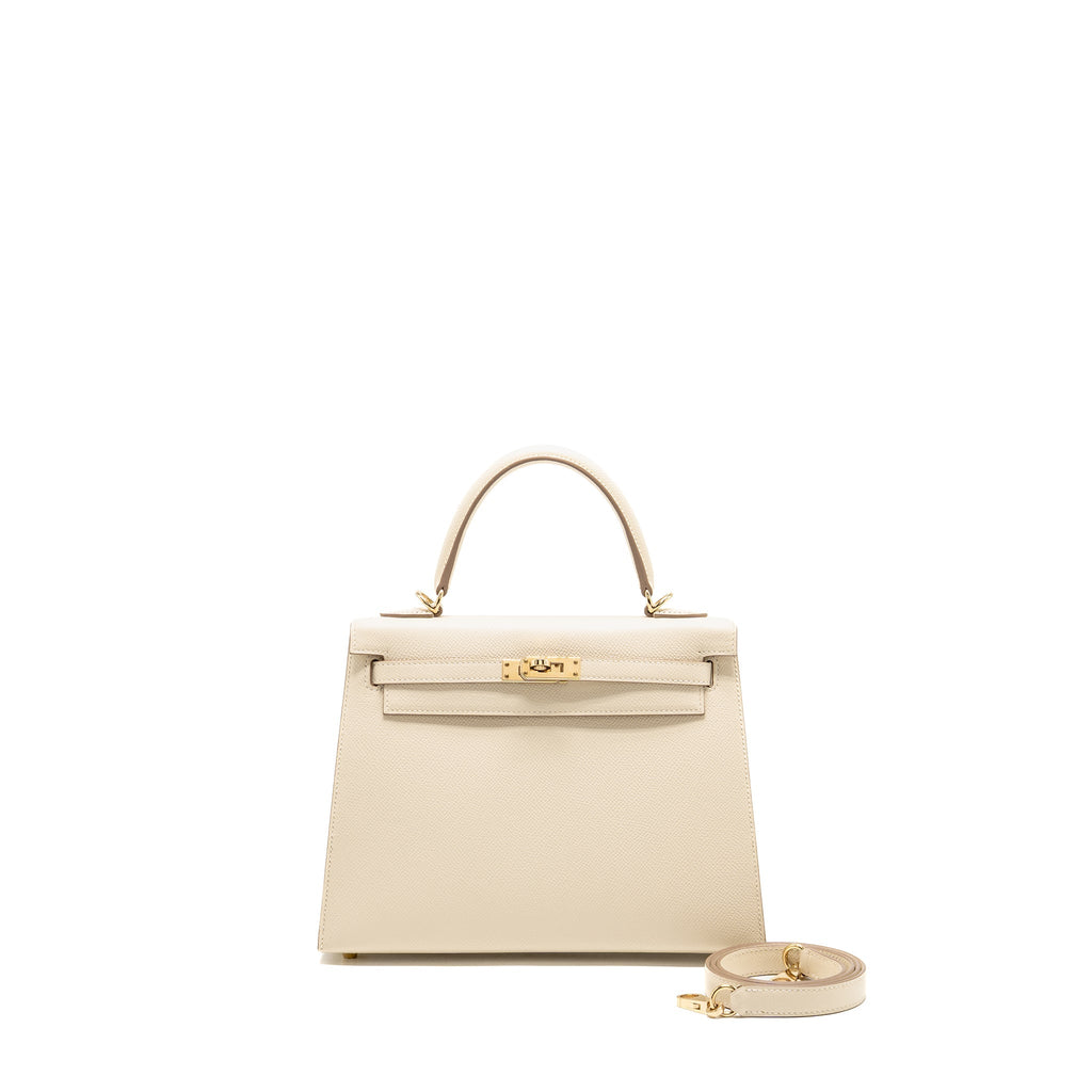 Hermes Kelly 25 Special Order Epsom Craie/Gold LGHW