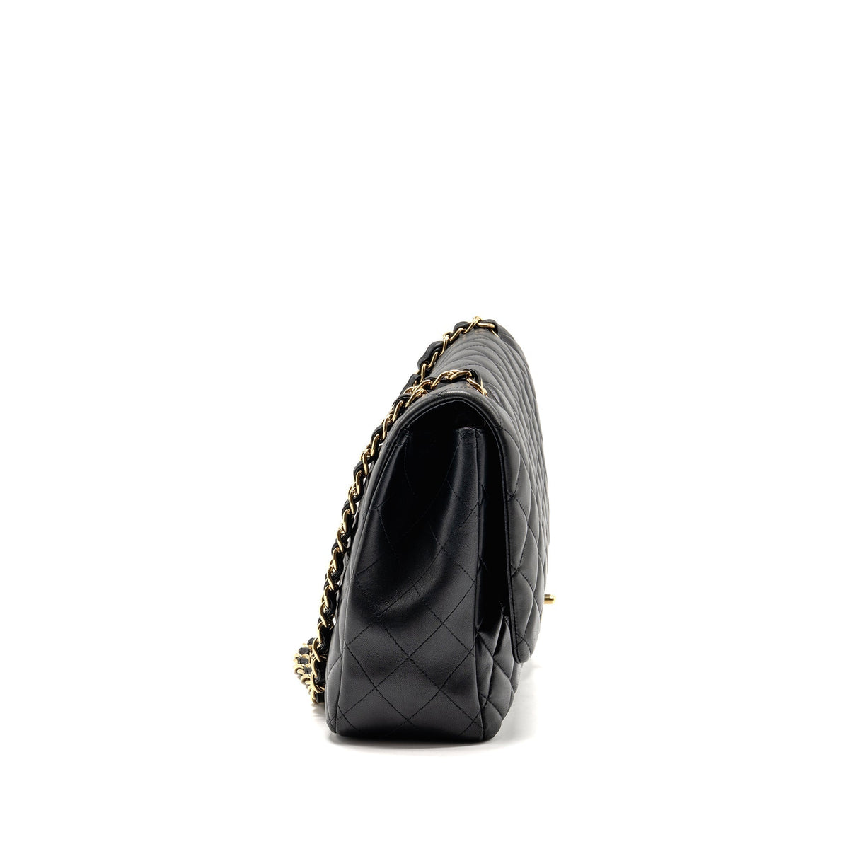 CHANEL MAXI SINGLE FLAP BAG LAMBSKIN BLACK GHW
