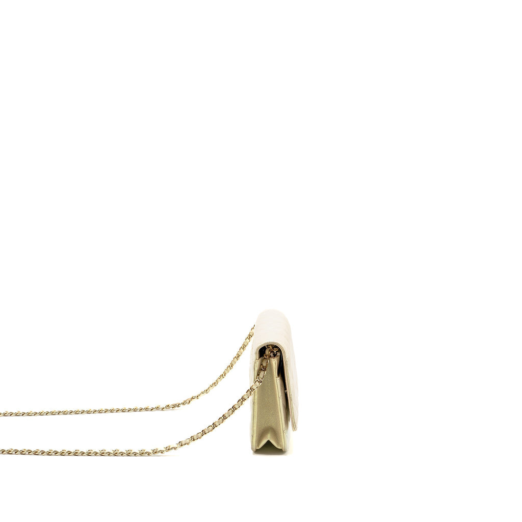 CHANEL WALLET ON CHAIN LAMBSKIN IRIDESCENT IVORY LGHW