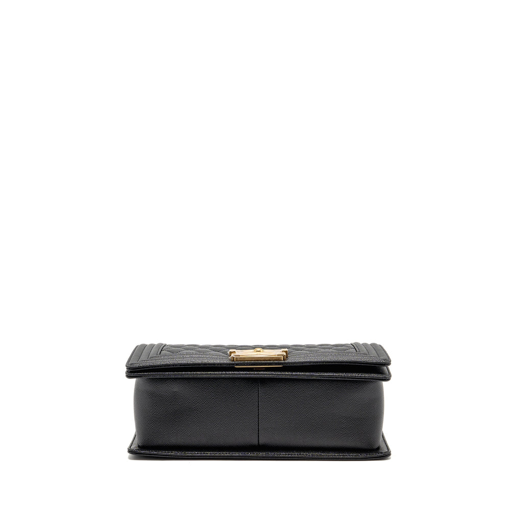 CHANEL MEDIUM BOY BAG CAVIAR BLACK GHW (MICROCHIP)
