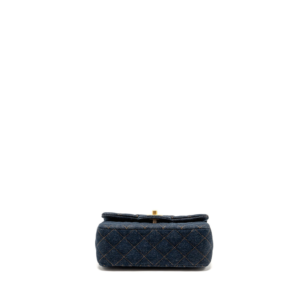 CHANEL MINI RECTANGULAR FLAP BAG DENIM DARK BLUE GHW (MICROCHIP)