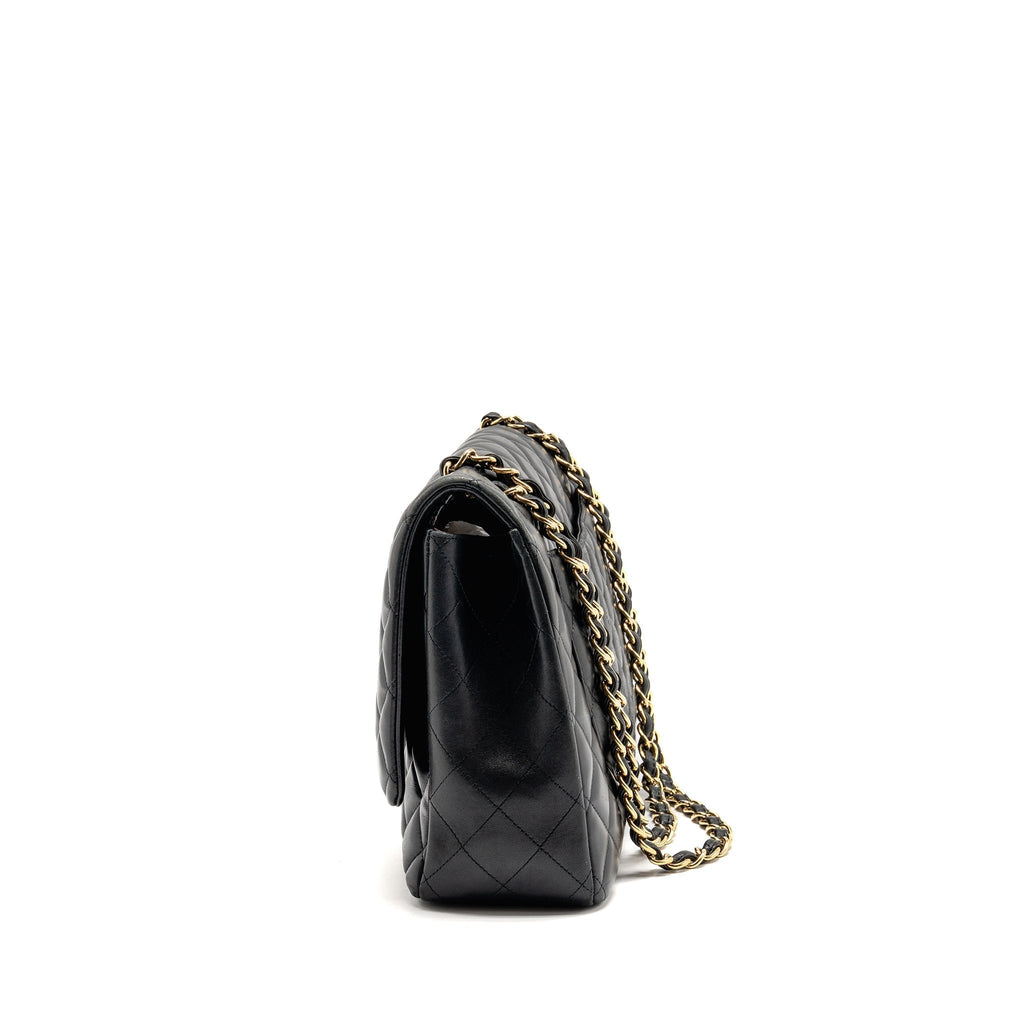 CHANEL MAXI SINGLE FLAP BAG LAMBSKIN BLACK GHW