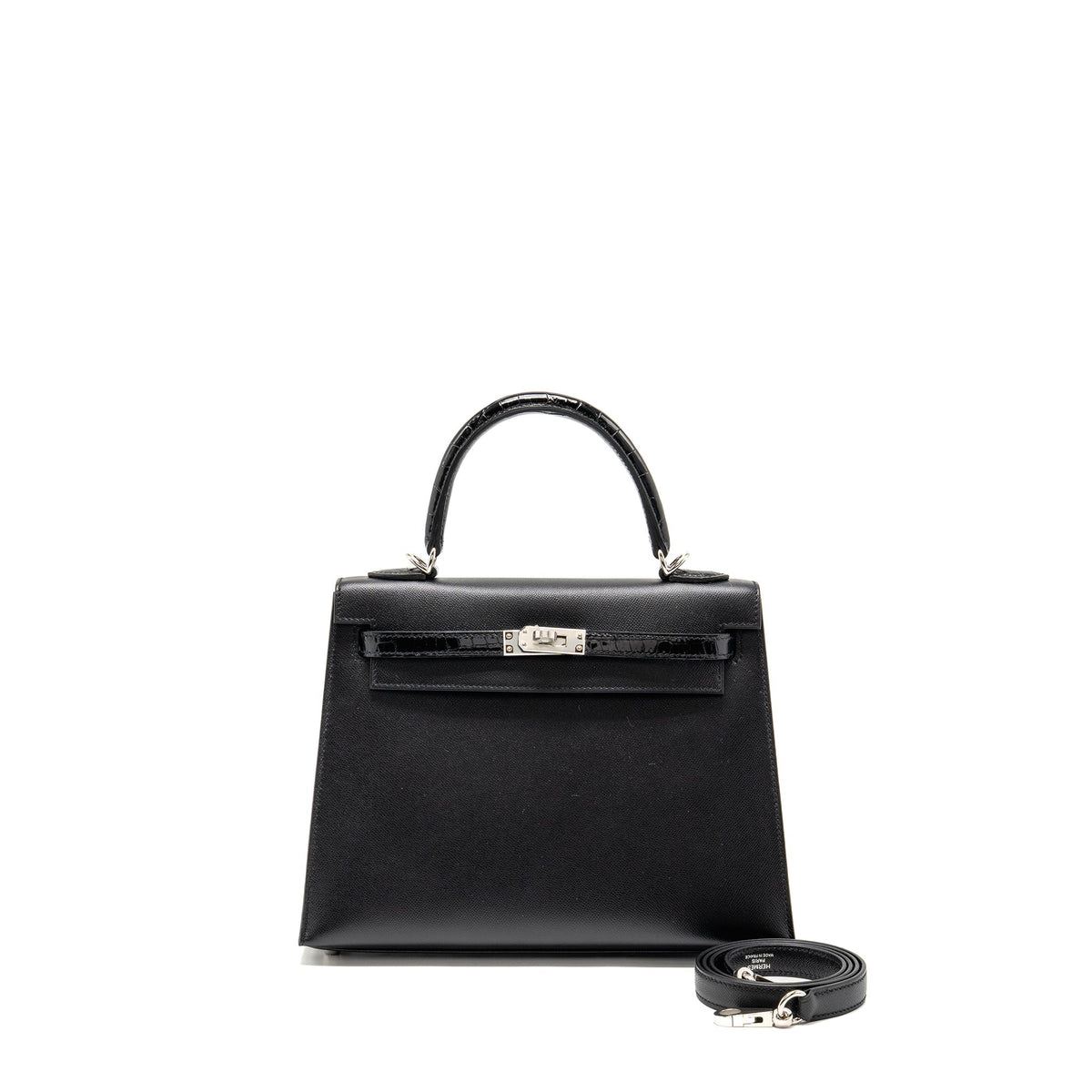 HERMES TOUCH KELLY 25 MADAME / CROCODILE NILOTICUS BLACK SHW