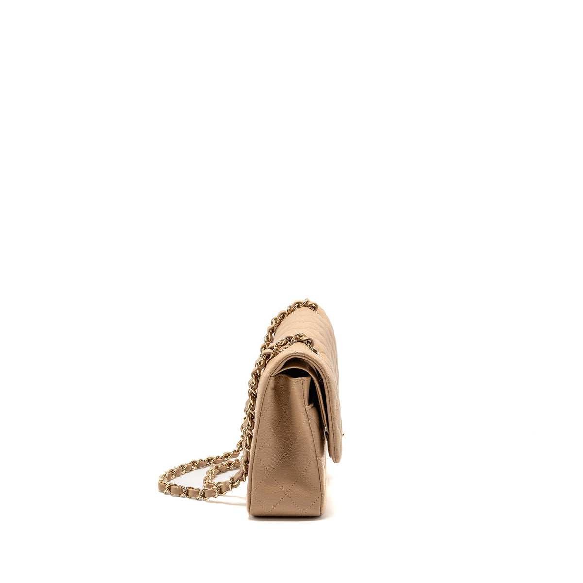 CHANEL MEDIUM CLASSIC DOUBLE FLAP BAG CAVIAR DARK BEIGE LGHW