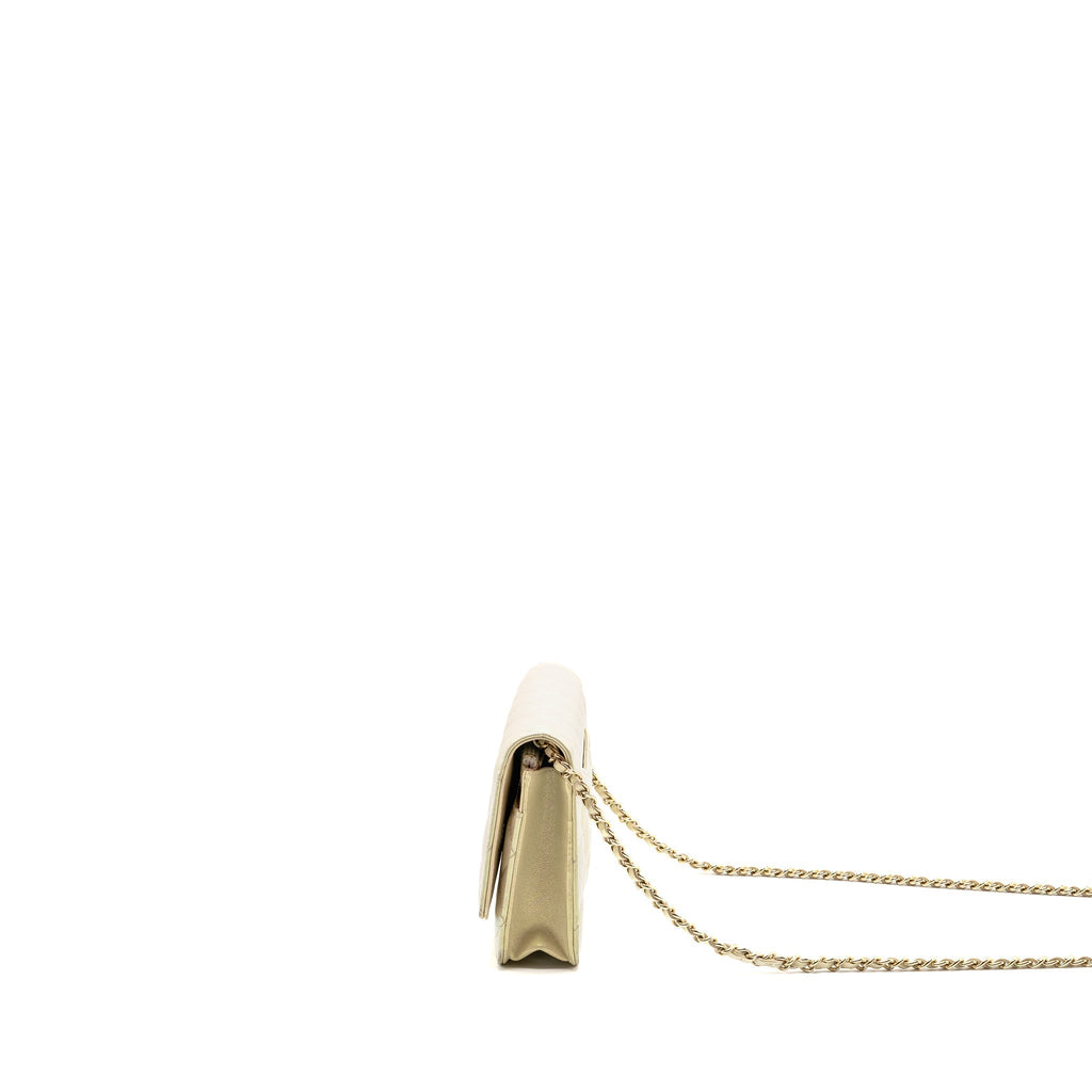 CHANEL WALLET ON CHAIN LAMBSKIN IRIDESCENT IVORY LGHW
