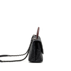 CHANEL MEDIUM COCO HANDLE CAVIAR/LIZARD HANDLE BLACK/BURGUNDY RUTHENIUM HARDWARE