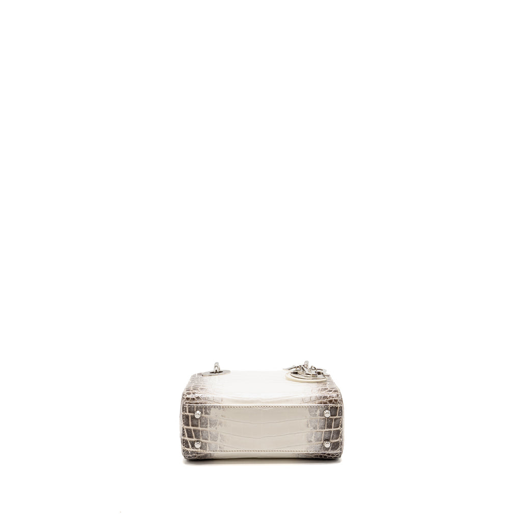 Dior Mini Lady Dior Himalayan Crocodile White/Grey SHW