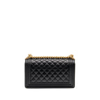 CHANEL MEDIUM BOY BAG CAVIAR BLACK GHW (MICROCHIP)