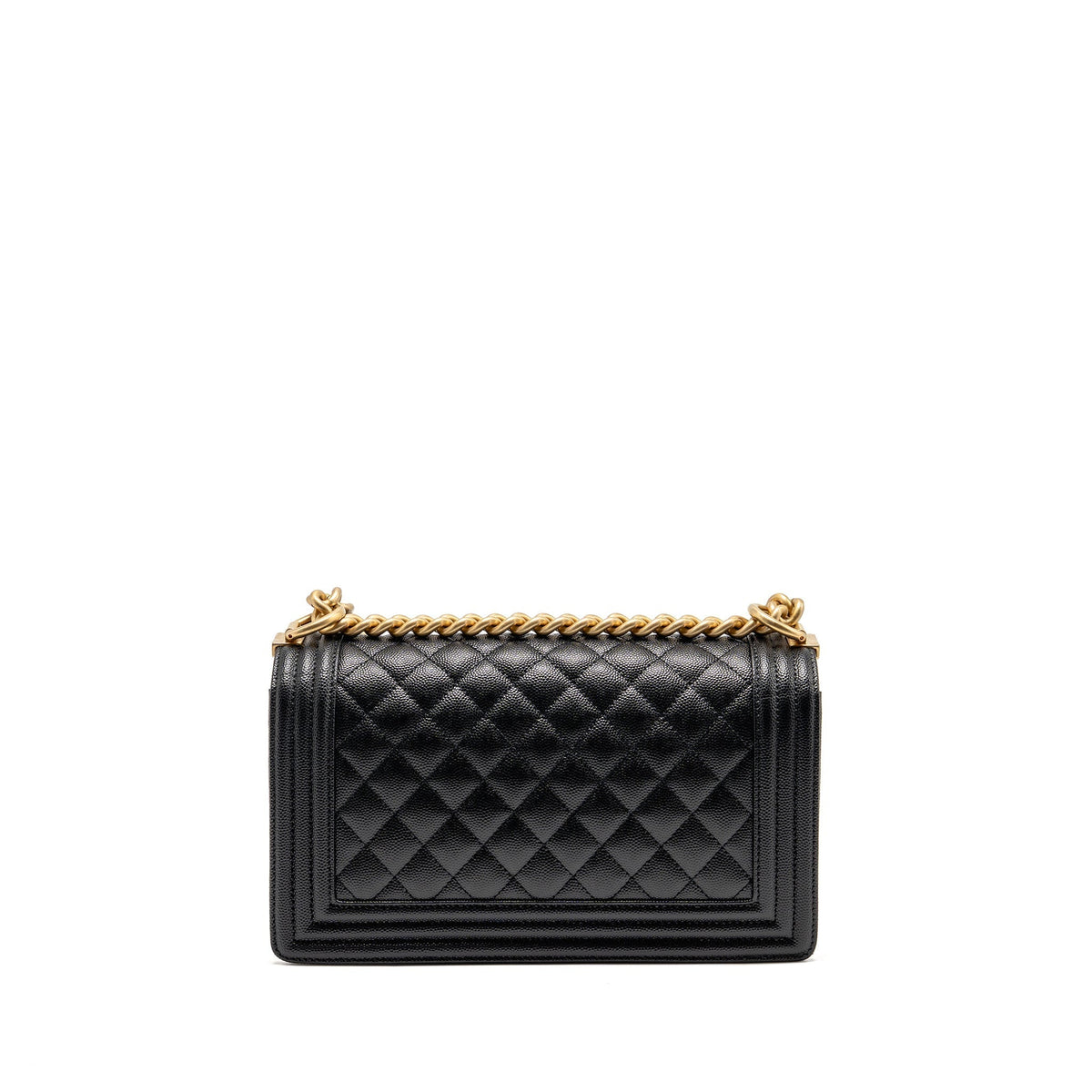 CHANEL MEDIUM BOY BAG CAVIAR BLACK GHW (MICROCHIP)