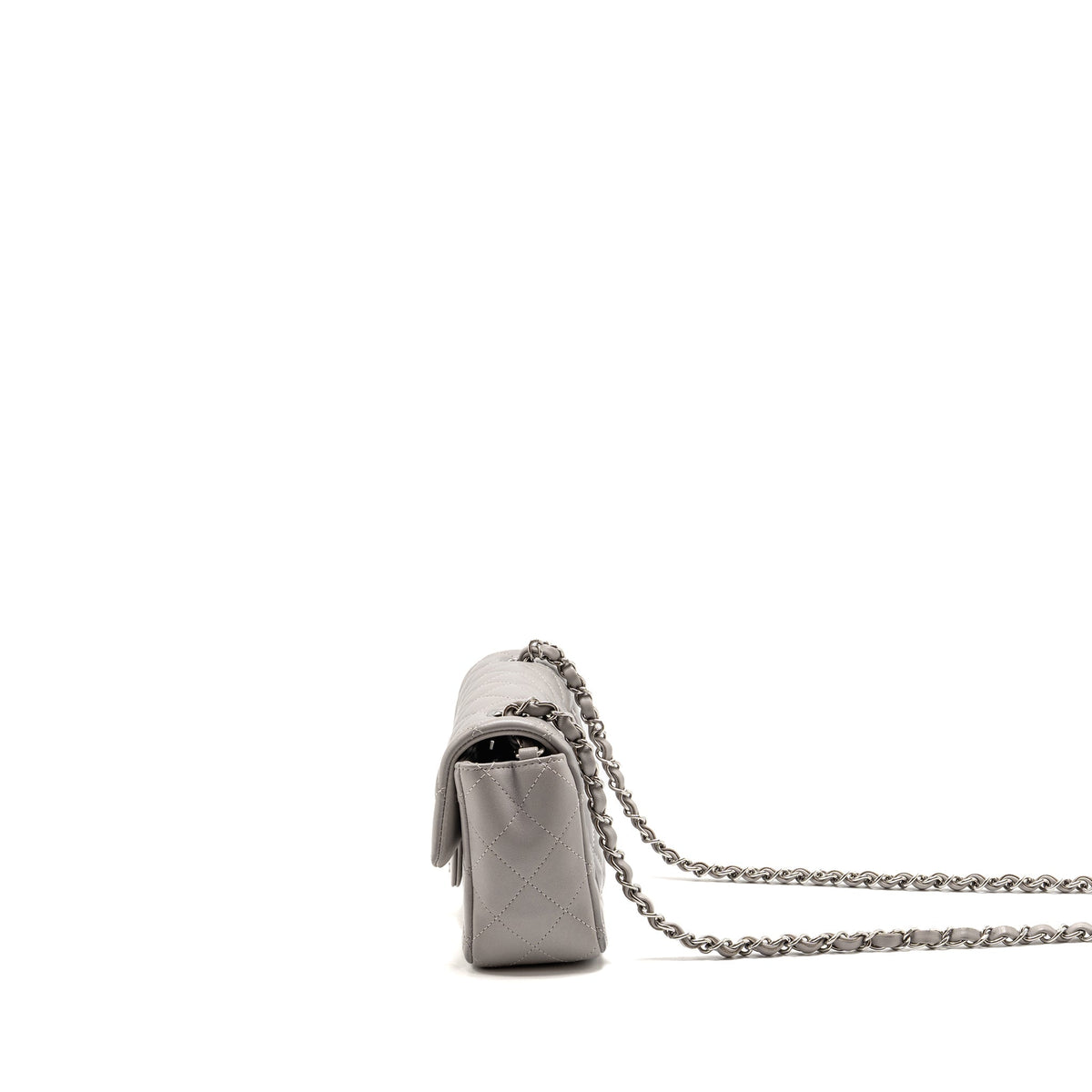 Chanel Mini Rectangular flap bag lambskin grey SHW (microchip)