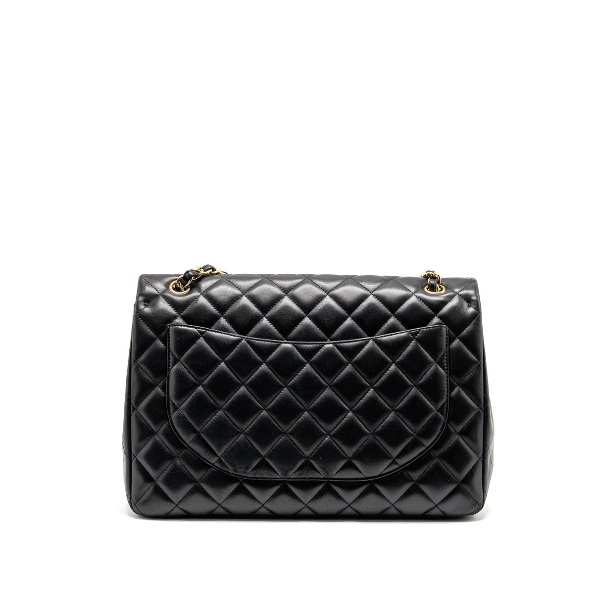 CHANEL MAXI SINGLE FLAP BAG LAMBSKIN BLACK GHW