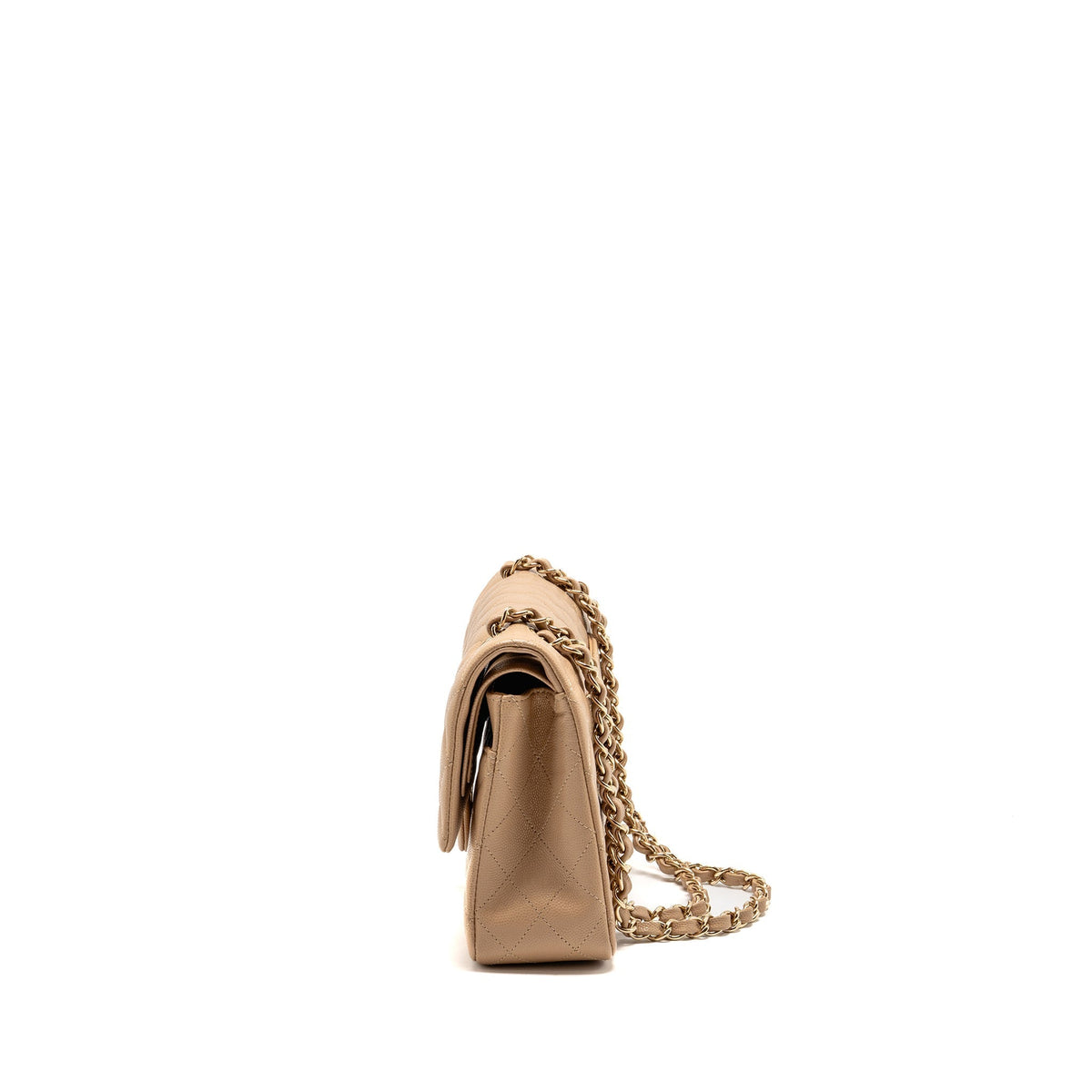 CHANEL MEDIUM CLASSIC DOUBLE FLAP BAG CAVIAR DARK BEIGE LGHW