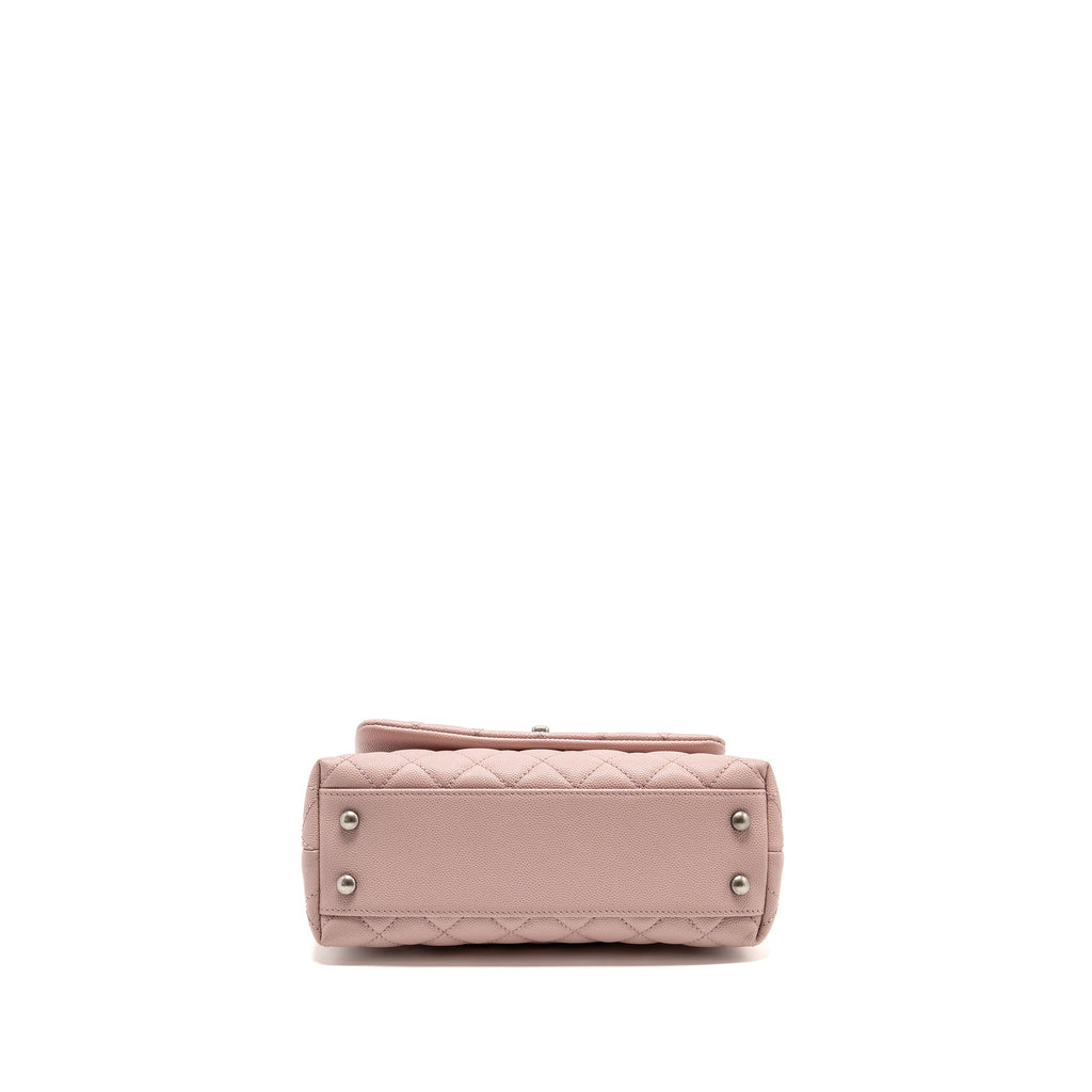 CHANEL SMALL COCO HANDLE CAVIAR PINK RUTHENIUM SHW