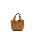 Prada Mini Leather Tote Bag Calfskin Caramel SHW
