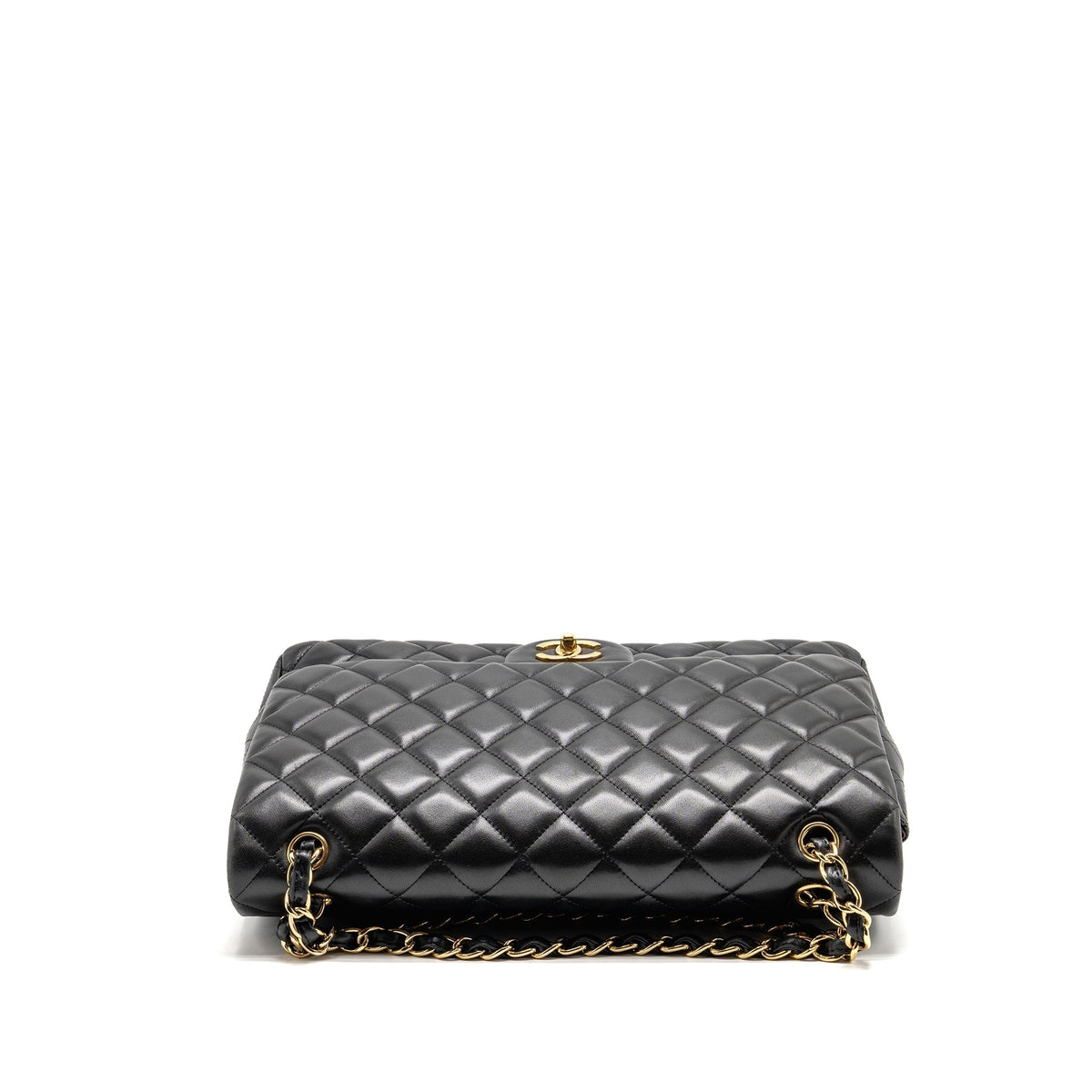 CHANEL MAXI SINGLE FLAP BAG LAMBSKIN BLACK GHW