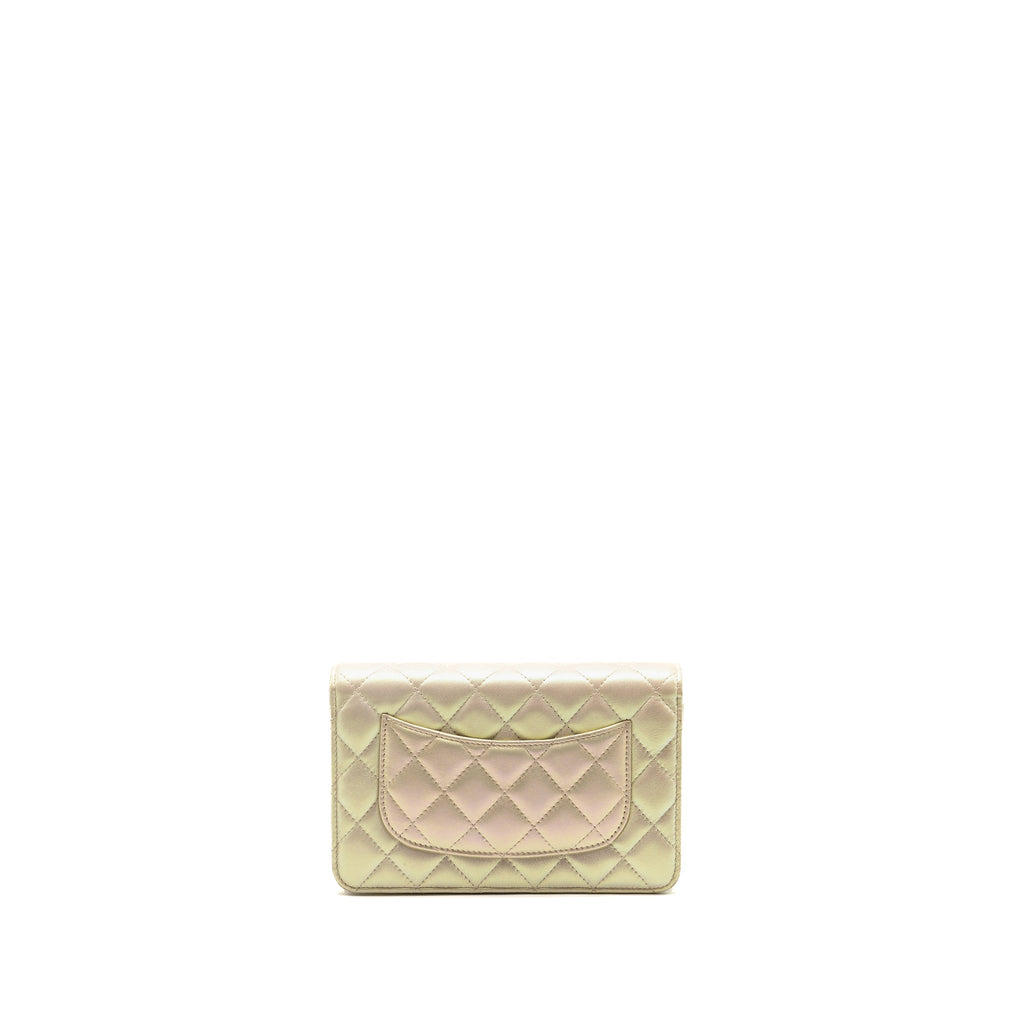 CHANEL WALLET ON CHAIN LAMBSKIN IRIDESCENT IVORY LGHW