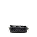 CHANEL MEDIUM CASUAL ROCK FLAP BAG GRAINED CALFSKIN BLACK RUTHENIUM HARDWARE