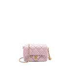 CHANEL 21K MY PERFECT MINI FLAP BAG CAVIAR IRIDESCENT PINK GHW (MICROCHIP)