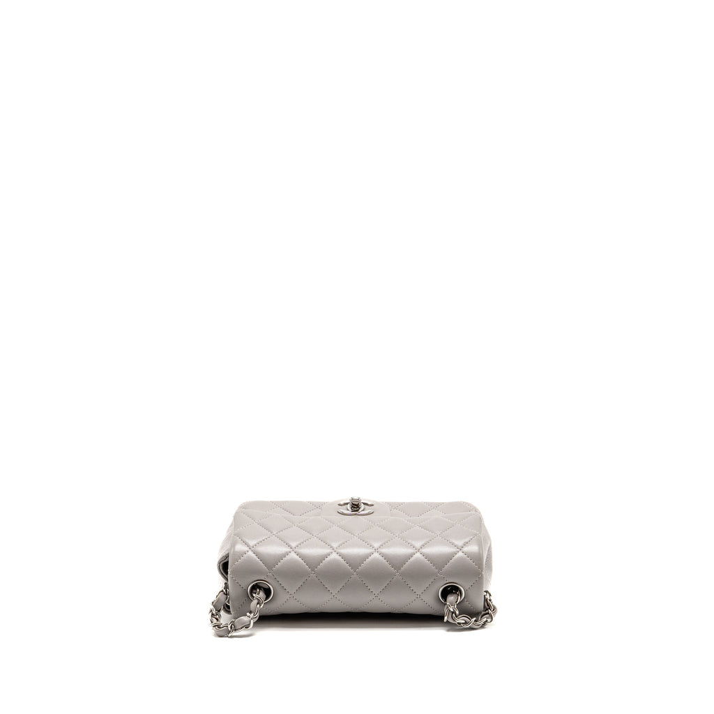 Chanel Mini Rectangular flap bag lambskin grey SHW (microchip)