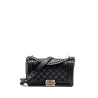 CHANEL MEDIUM BOY BAG CALFSKIN BLACK RUTHENIUM SHW