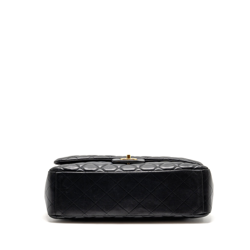 CHANEL MAXI SINGLE FLAP BAG LAMBSKIN BLACK GHW