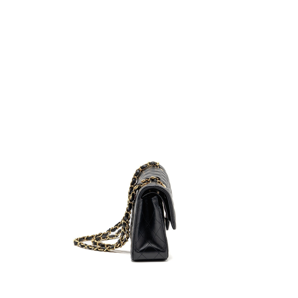 CHANEL SMALL CLASSIC DOUBLE FLAP BAG LAMBSKIN BLACK GHW